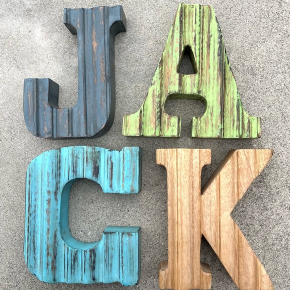 Farmhouse Country Shabby Chic 8” Solid Wood Letters - Picture 2 of 13